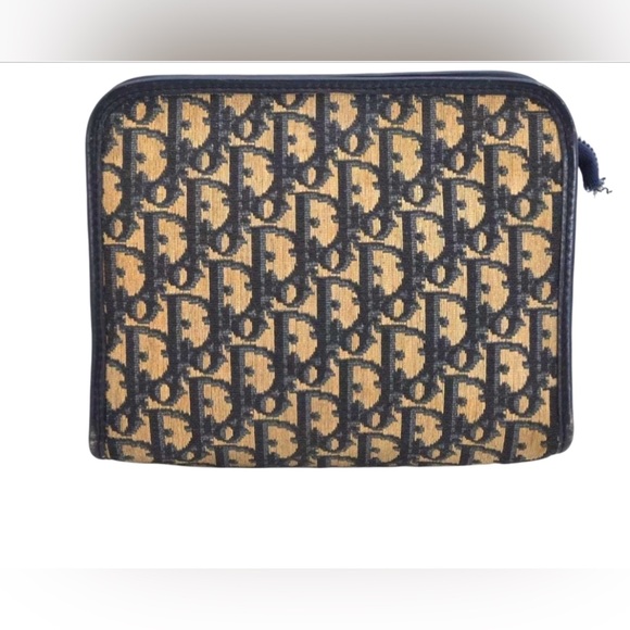 Authentic Christian Dior Trotter Clutch Hand Bag Purse Canvas Leather Blue - Picture 3 of 8